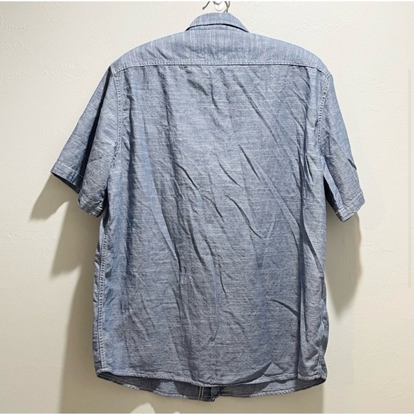WOOLRICH Men’s Blue Chambray ATLAS Short Sleeve Button Down Shirt Cotton Size XL - Picture 4 of 8